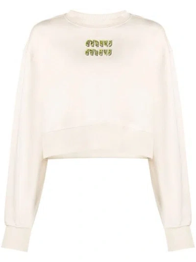 Shop Miu Miu Women Logo Sweater In White