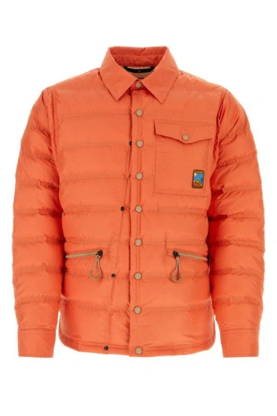Shop Moncler Man Orange Nylon Lavachey Down Jacket