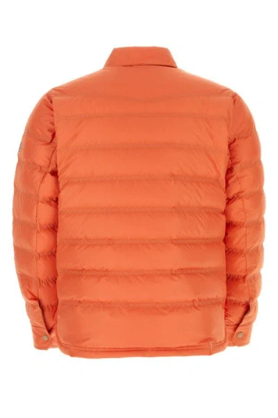 Shop Moncler Man Orange Nylon Lavachey Down Jacket