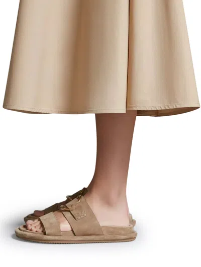 Shop Moncler Women Maxi Skirt In Poplin In Pink