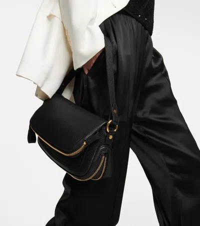 Shop Tom Ford Women Jennifer Crazy Grained Leather Bag In Black