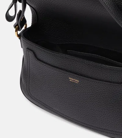 Shop Tom Ford Women Jennifer Crazy Grained Leather Bag In Black