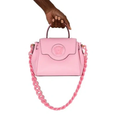 Shop Versace Women Small Leather Medusa Top Handle Bag In Pink
