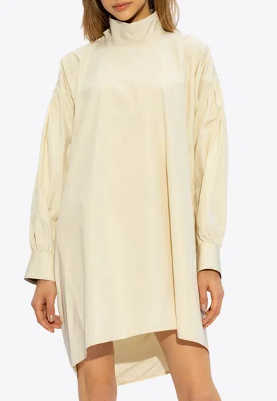 Shop Bottega Veneta Asymmetric Midi Shirt Dress In Seashell