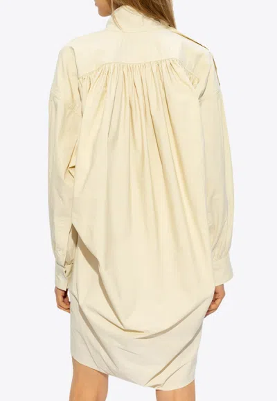 Shop Bottega Veneta Asymmetric Midi Shirt Dress In Seashell