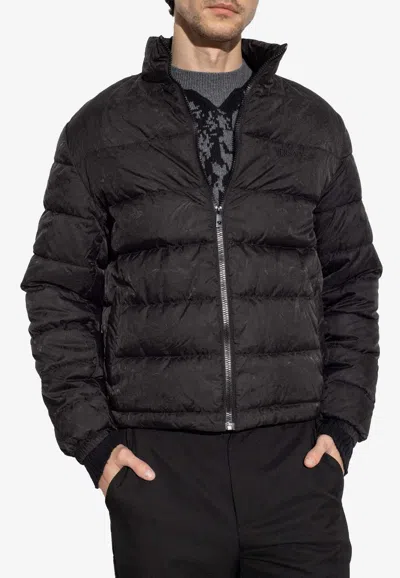 Shop Versace Barocco Light Puffer Jacket In Black