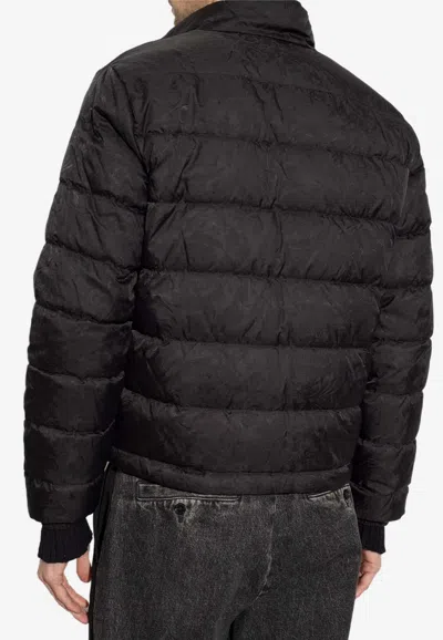 Shop Versace Barocco Light Puffer Jacket In Black