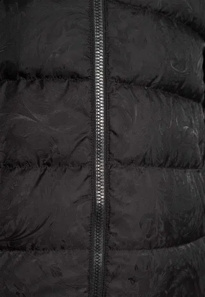 Versace Baroque-print Puffer Jacket In Black