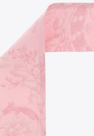 Shop Versace Barocco Silk Tie Scarf In Pink