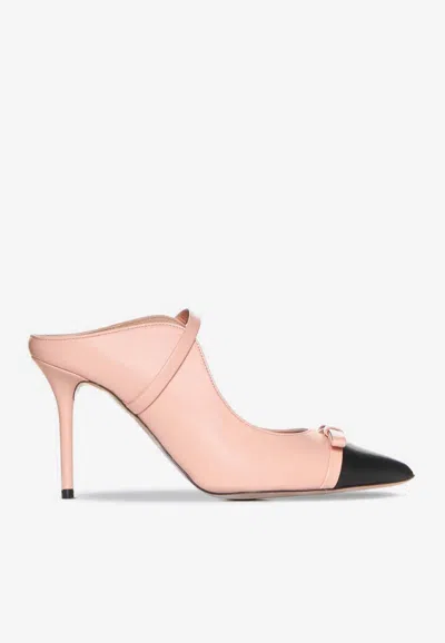 Shop Malone Souliers Blanca 85 Pointed Leather Mules In Peach