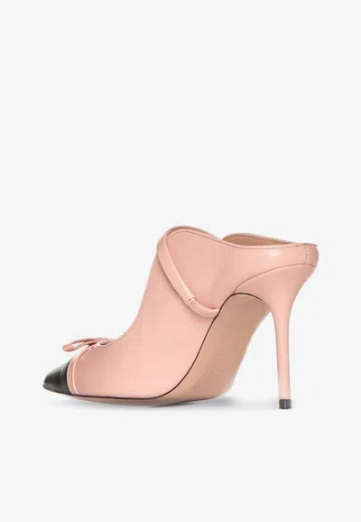 Shop Malone Souliers Blanca 85 Pointed Leather Mules In Peach