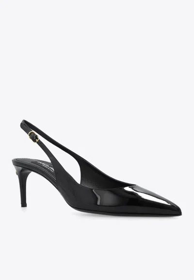 Shop Dolce & Gabbana Cardinale 60 Slingback Pumps In Patent Leather In Black