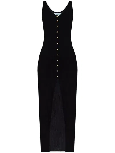 Shop Casablanca Long Ribbed Dress In Black