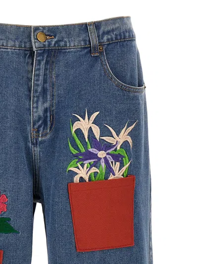 Shop Kidsuper 'flower Pots' Denim In Blue