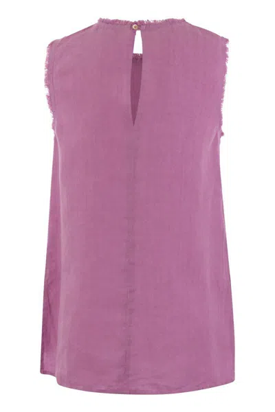 Shop Peserico Sleeveless Linen Top In Pink
