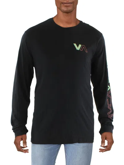 Shop Rvca Mens Crewneck Long Sleeve Graphic T-shirt In Black
