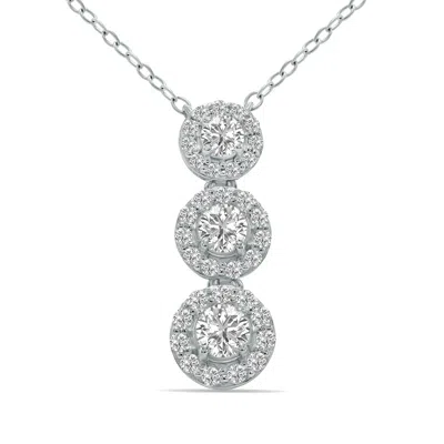 Shop Sselects 3/4 Ctw Three Stone Lab Grown Diamond Pendant In 10k In Silver