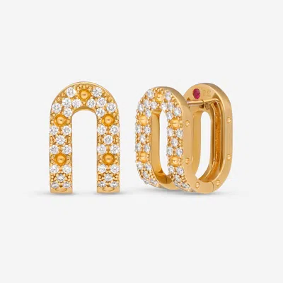 Shop Roberto Coin Double Symphony 18k Yellow Gold Diamond Pois Mois Earrings 7771808ayerx In Silver