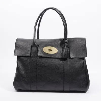 Shop Mulberry Bayswater Leather Shoulder Bag In Black