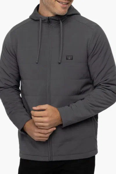 Shop Travismathew Every Amenity Full Zip Hooded Golf Jacket In Grey Pinstripe