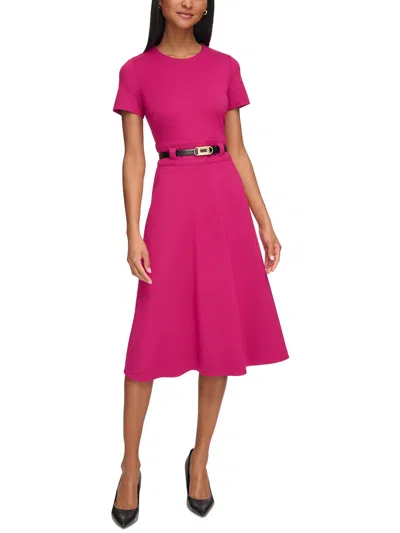 Shop Karl Lagerfeld Womens Solid Rayon Midi Dress In Pink
