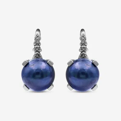 Shop Stephen Dweck Sterling Silver, Round Sea Pearl Earrings Sde-22014 In Blue