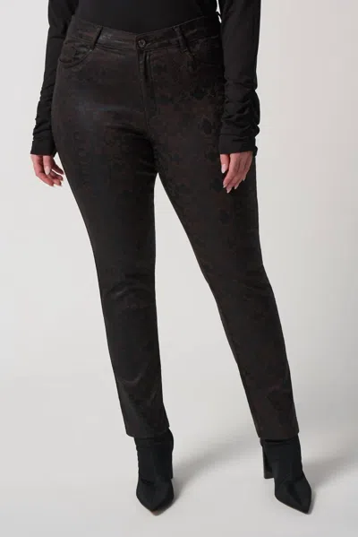 Shop Joseph Ribkoff Animal Print Slim-fit Jeans In Mocha/black In Brown