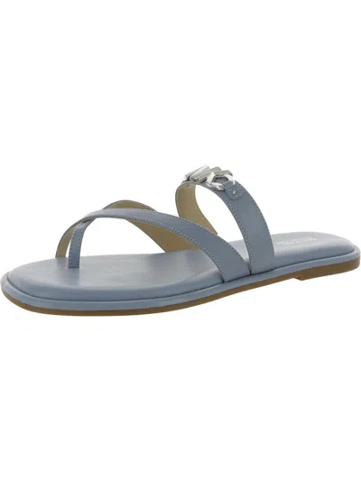 Shop Michael Michael Kors Womens Leather Slide Sandals In Grey
