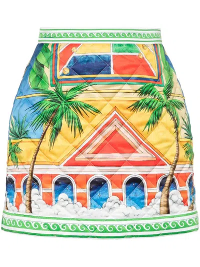 Shop Casablanca Triomphe D`orange Quilted Mini Skirt In Multicolour