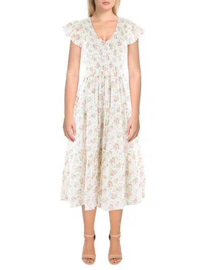 Shop Aqua Womens Cotton Calf Midi Dress In Beige