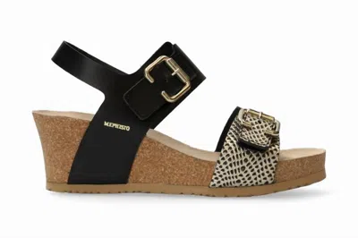 Mephisto Lissandra Lightweight Walking Wedge Sandal In Black Cuba In Black