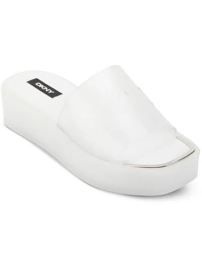 Shop Dkny Laren Platform Slide Womens Slip On Logo Slide Sandals In White