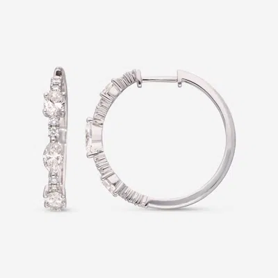 Shop Ina Mar 14k Gold, Diamond 1.81ct. Tw. Hoop Earrings Imkgk25 In Silver
