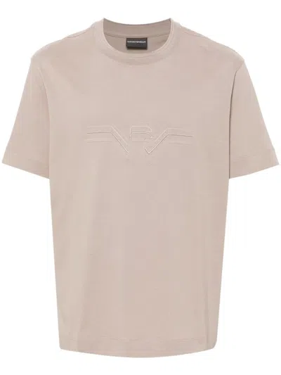 Shop Emporio Armani Logo Cotton T-shirt In Dove Grey