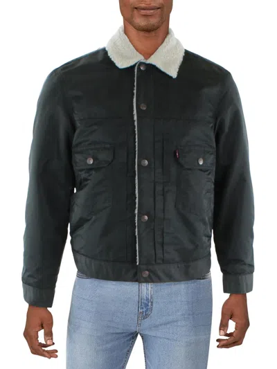 Shop Levi's Mens Sherpa Collar Trucker Jacket In Grey