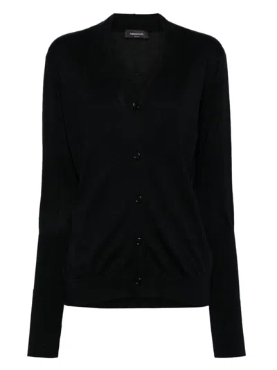 Shop Fabiana Filippi Wool And Silk Blend Cardigan In Black