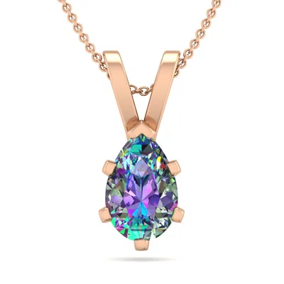 Shop Sselects 3/4 Carat Pear Shape Mystic Topaz Necklace In 14 Karat Rose Gold Over Sterling In Blue