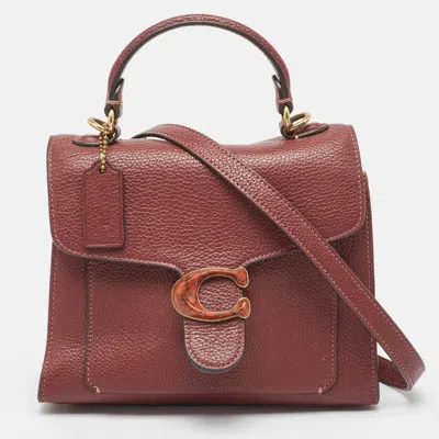 Shop Coach Leather Tabby Top Handle Bag In Red