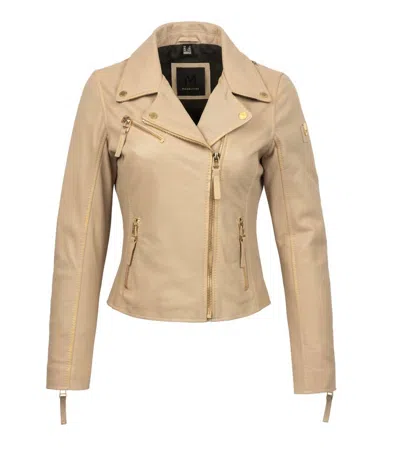 Shop Mauritius Christy Lamb Leather Jacket In Marble In Beige
