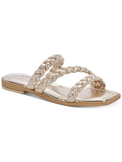 Shop Dolce Vita Iman Womens Metallic Flat Slide Sandals In Gold