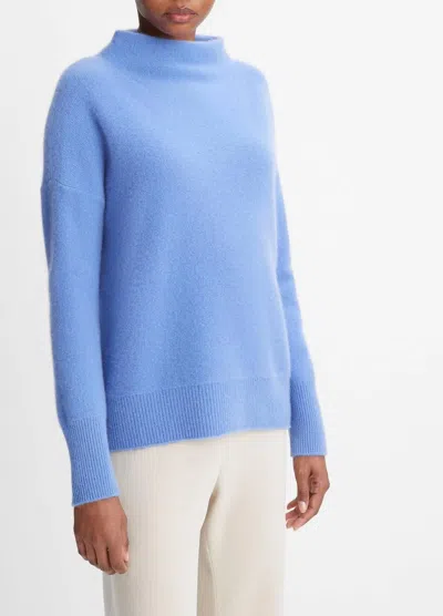 Shop Vince Boiled Cashmere Funnel Neck Sweater In Wave Quartz In Blue