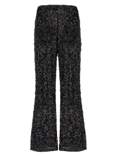 Le Twins Dark Green Flared Leg Pants In Black