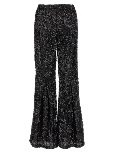 Le Twins Dark Green Flared Leg Pants In Black