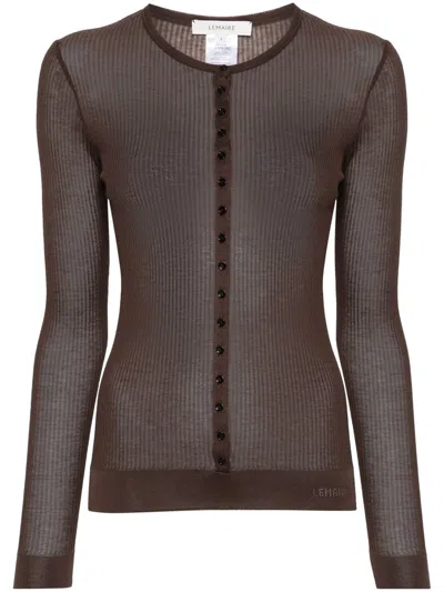 Shop Lemaire Seamless Rib Top With Buttons Clothing In Brown