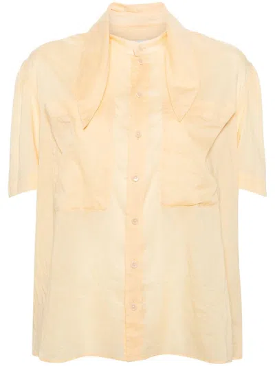 Shop Lemaire Short Sleeve Shirt With Foulard Clothing In Ye504 Ice Apricot