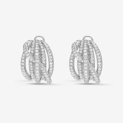 Shop Roberto Coin 18k Gold Diamond 4.87ct. Tw. Pave Crossover Earrings 518206awerx0 In Silver