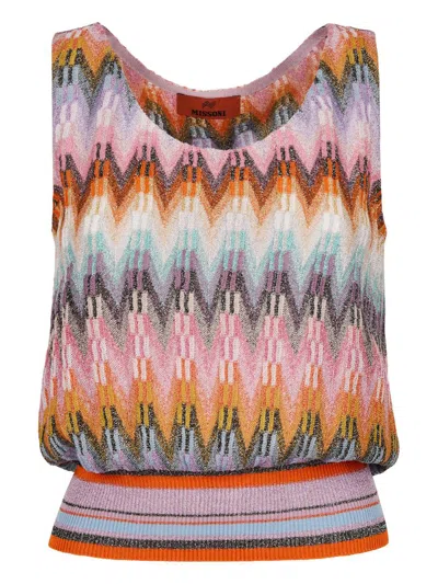 Shop Missoni Zig-zag Top With Lurex Clothing In Multicolour