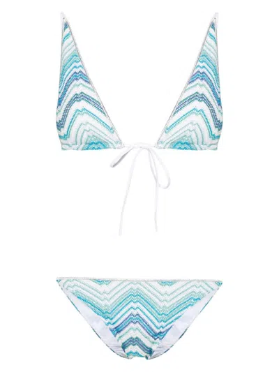 Shop Missoni Triangle Bikini Set In Blue