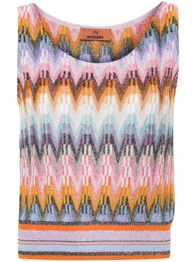 Shop Missoni Zigzag Pattern Sleeveless Top In Multicolour