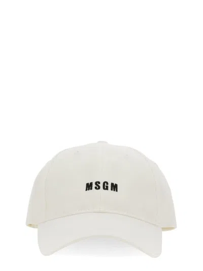 Shop Msgm Baseball Cap In White
